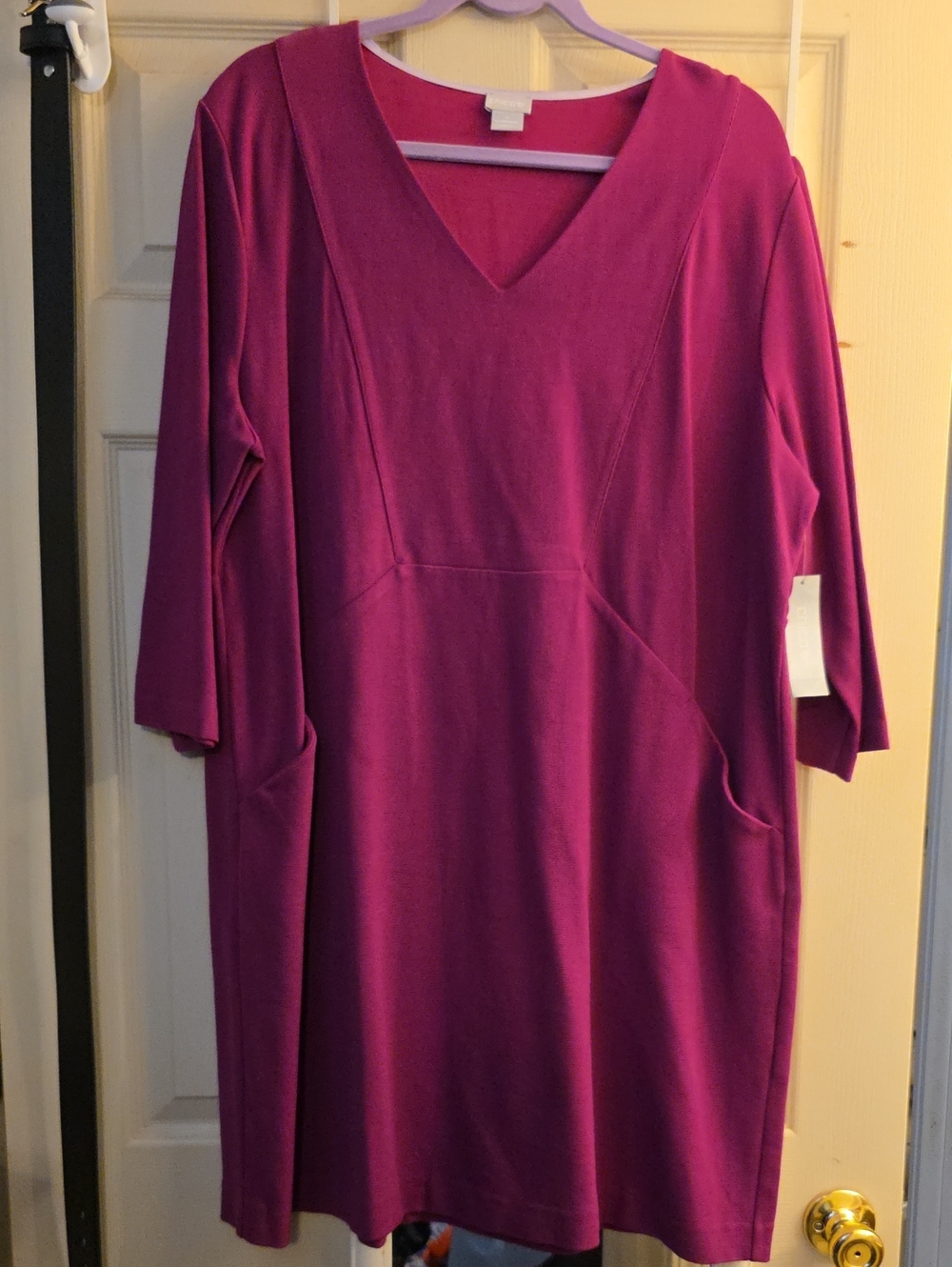 Chico's Magenta V-Neck Midi Dress